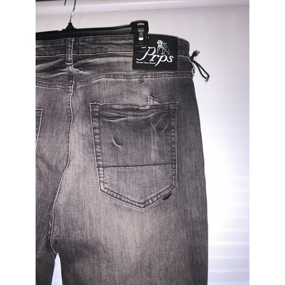 PRPS Perigee Distressed Skinny Fit Jeans E97P55U Black Size 36x34 - Picture 5 of 9